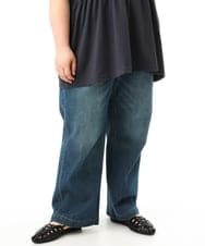 OLLFD28109 eur3(エウルキューブ) 【大きいサイズ】ワイドストレートデニム ネイビー