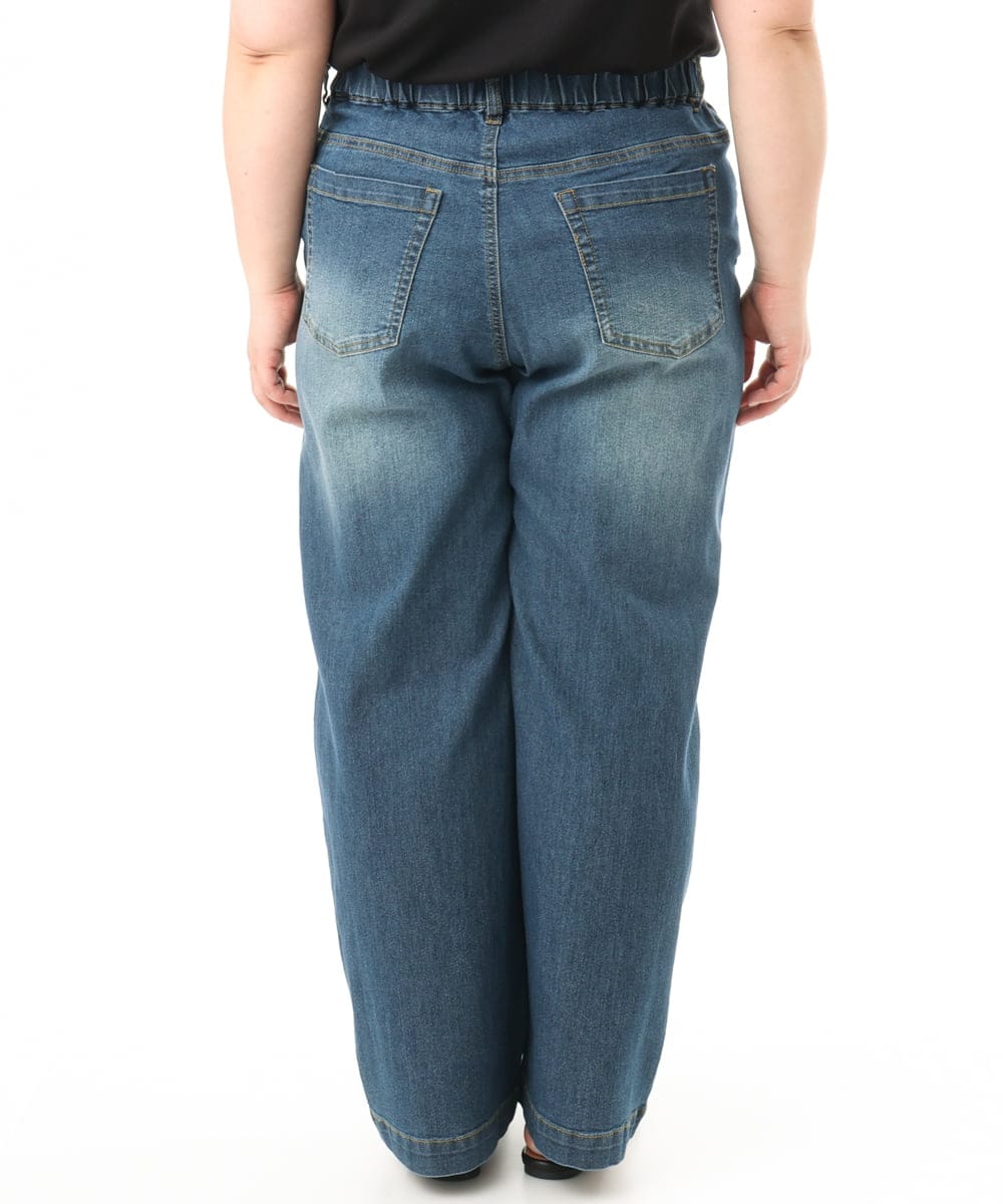 OLLFD28109 eur3(エウルキューブ) 【大きいサイズ】ワイドストレートデニム ネイビー