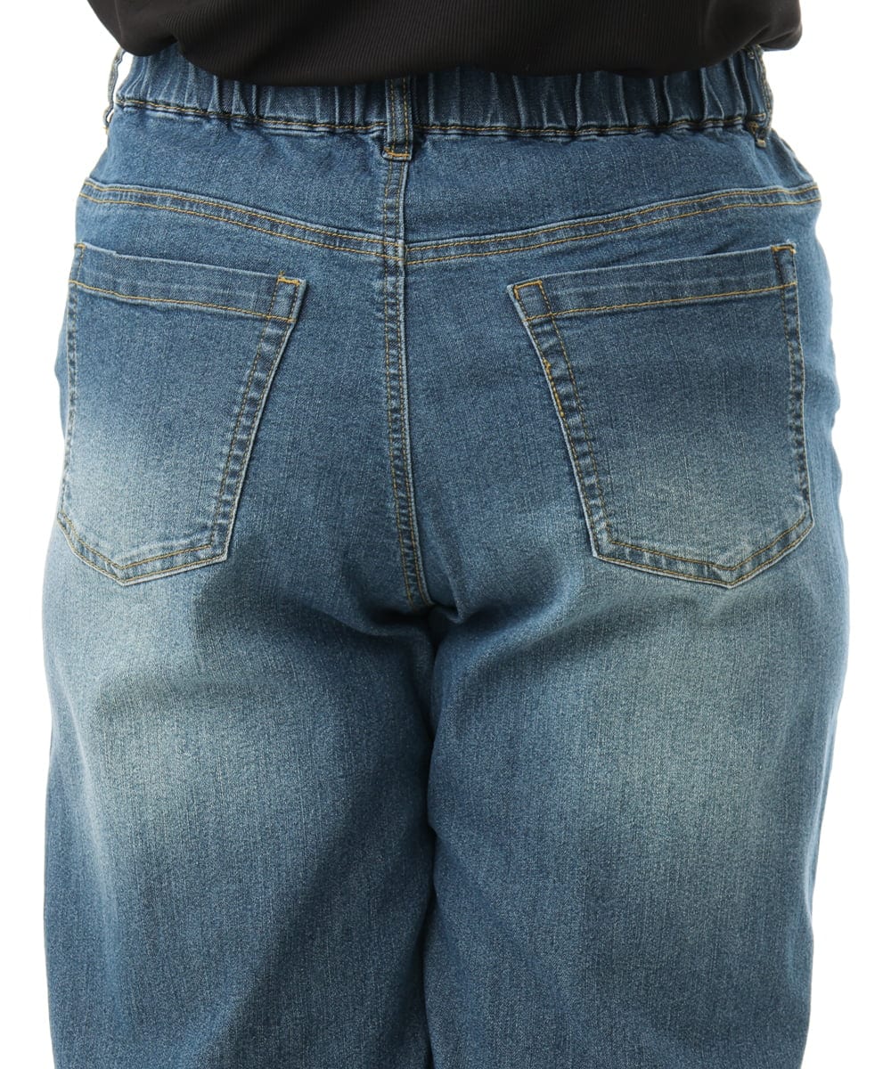 OLLFD28109 eur3(エウルキューブ) 【大きいサイズ】ワイドストレートデニム ネイビー