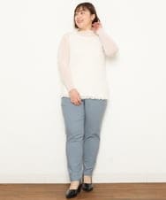 OLLFS03075 eur3(エウルキューブ) 【シリーズ累計販売1万5千枚！】【大きいサイズ】さらさらストレッチテーパードパンツ ライトブルー(50)