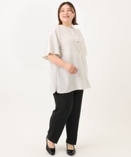 OLLGA17119 eur3(エウルキューブ) 【大きいサイズ/接触冷感】カノコタックテーパードパンツ ブラック(94)