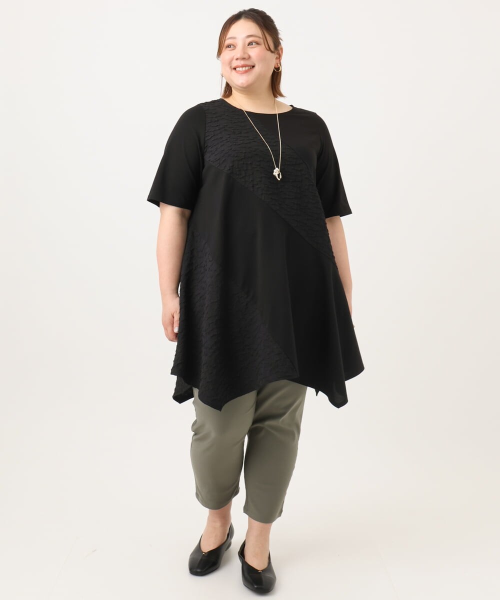OLLGA23089 eur3(エウルキューブ) 【シリーズ累計販売2万枚！/大きいサイズ/接触冷感】さらさらストレッチカットレングステーパードパンツ カーキ(36)