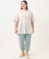 OLLGA23089 eur3(エウルキューブ) 【シリーズ累計販売2万枚！/大きいサイズ/接触冷感】さらさらストレッチカットレングステーパードパンツ ライトブルー(50)