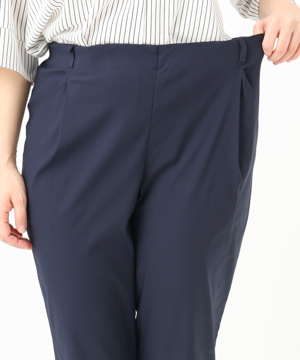 OLLGA23089 eur3(エウルキューブ) 【シリーズ累計販売2万枚！/大きいサイズ/接触冷感】さらさらストレッチカットレングステーパードパンツ ネイビー(57)
