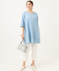 OLLGA23089 eur3(エウルキューブ) 【シリーズ累計販売2万枚！/大きいサイズ/接触冷感】さらさらストレッチカットレングステーパードパンツ ホワイト(90)