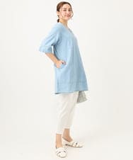 OLLGA23089 eur3(エウルキューブ) 【シリーズ累計販売2万枚！/大きいサイズ/接触冷感】さらさらストレッチカットレングステーパードパンツ ホワイト(90)