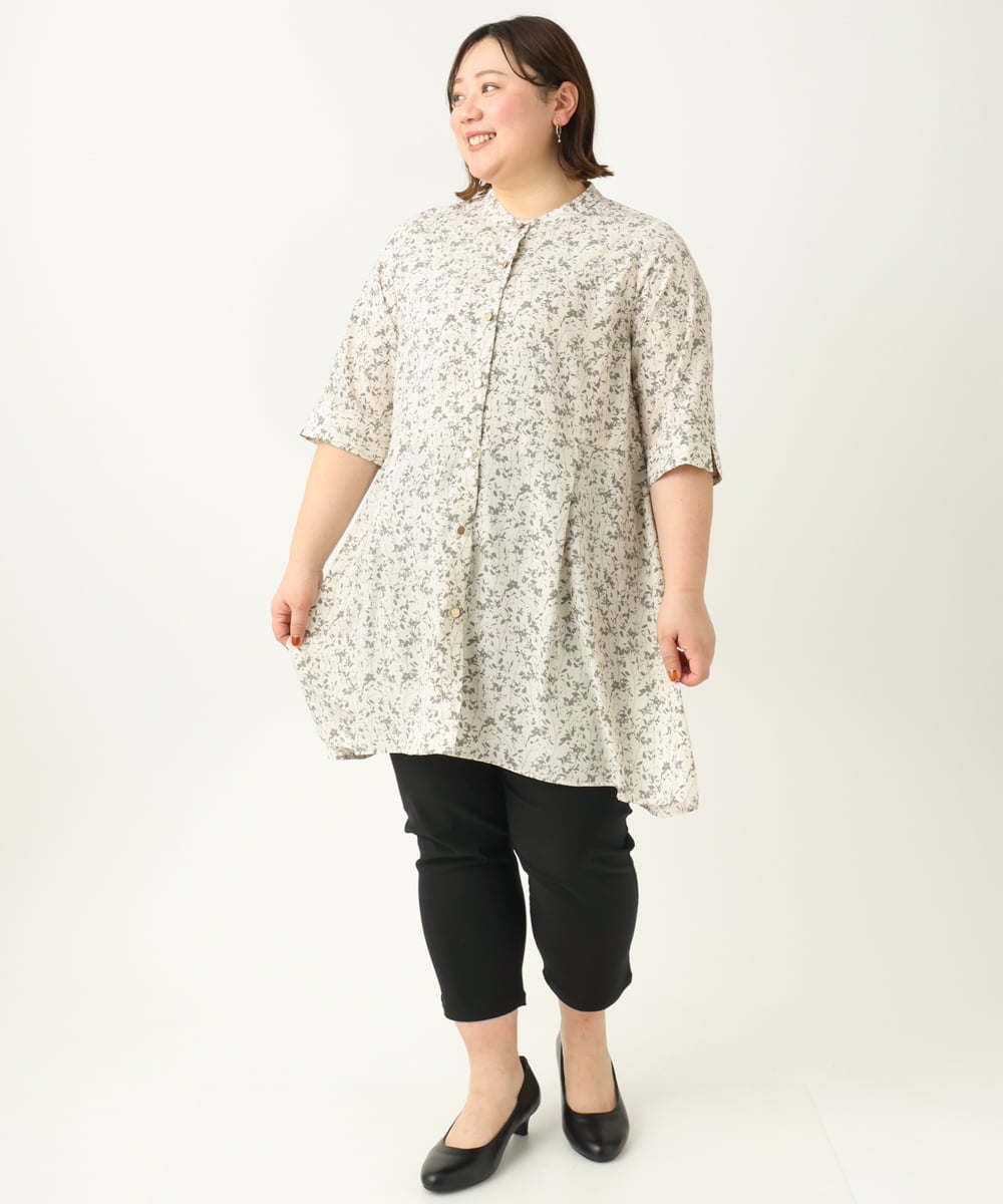 OLLGA23089 eur3(エウルキューブ) 【シリーズ累計販売2万枚！/大きいサイズ/接触冷感】さらさらストレッチカットレングステーパードパンツ ブラック(94)