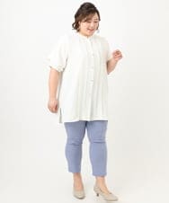 OLLGA26089 eur3(エウルキューブ) 【大きいサイズ/接触冷感】サマーハイパーカットレングスパンツ ブルー(55)