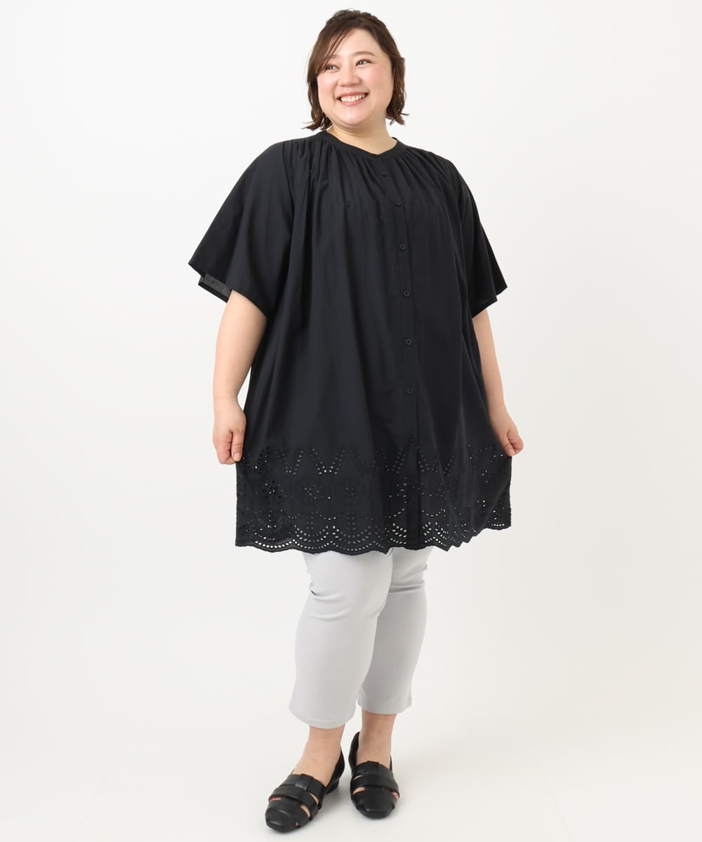 OLLGA26089 eur3(エウルキューブ) 【大きいサイズ/接触冷感】サマーハイパーカットレングスパンツ ライトグレー(91)