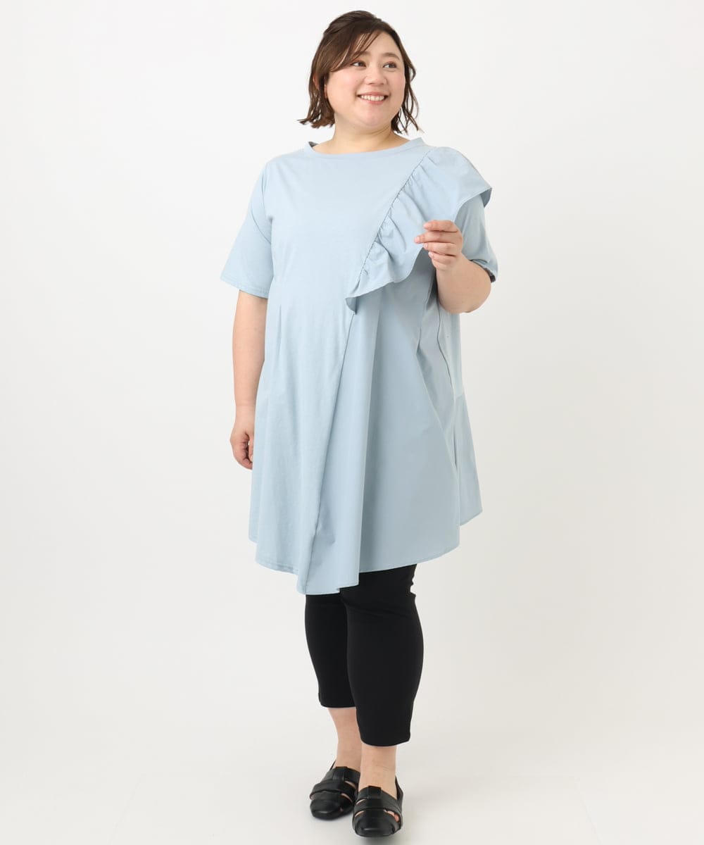 OLLGA26089 eur3(エウルキューブ) 【大きいサイズ/接触冷感】サマーハイパーカットレングスパンツ ブラック(94)