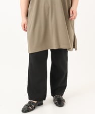 OLLGA41119 eur3(エウルキューブ) 【大きいサイズ/接触冷感】コードピケソフトストレッチパンツ ブラック(94)
