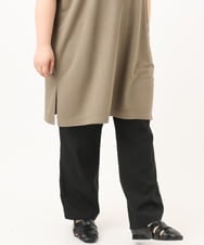 OLLGA41119 eur3(エウルキューブ) 【大きいサイズ/接触冷感】コードピケソフトストレッチパンツ ブラック(94)
