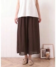 OLLGD19119 eur3(エウルキューブ) 【大きいサイズ】シア―ワイドパンツ ブラウン