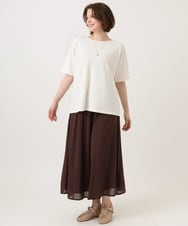 OLLGD19119 eur3(エウルキューブ) 【大きいサイズ】シア―ワイドパンツ ブラウン