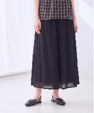OLLGD19119 eur3(エウルキューブ) 【大きいサイズ】シア―ワイドパンツ ブラック
