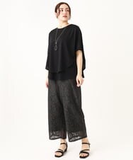 OLLGV17089 eur3(エウルキューブ) 【大きいサイズ】ストレッチレースパンツ ブラック(94)