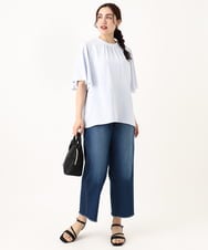 OLLGV28099 eur3(エウルキューブ) 【大きいサイズ/接触冷感】ワイドストレートデニム ブルー(55)