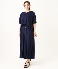 OLLGV29089 eur3(エウルキューブ) 【大きいサイズ/接触冷感/セットアップ対応】ジャージーワイドパンツ ネイビー(57)
