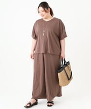 OLLGV29089 eur3(エウルキューブ) 【大きいサイズ/接触冷感/セットアップ対応】ジャージーワイドパンツ モカ(84)