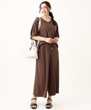 OLLGV29089 eur3(エウルキューブ) 【大きいサイズ/接触冷感/セットアップ対応】ジャージーワイドパンツ モカ(84)