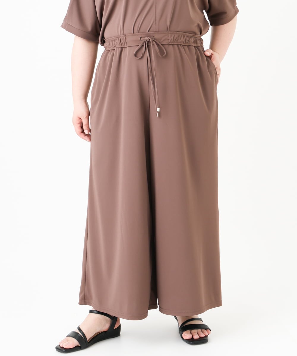 OLLGV29089 eur3(エウルキューブ) 【大きいサイズ/接触冷感/セットアップ対応】ジャージーワイドパンツ モカ(84)