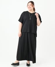 OLLGV29089 eur3(エウルキューブ) 【大きいサイズ/接触冷感/セットアップ対応】ジャージーワイドパンツ ブラック(94)