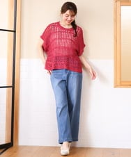 OLLHD31109 eur3(エウルキューブ) 【大きいサイズ/接触冷感】ストレートワイドデニムパンツ ライトブルー