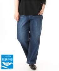 OLLHD31109 eur3(エウルキューブ) 【大きいサイズ/接触冷感】ストレートワイドデニムパンツ ネイビー