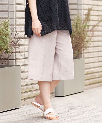 OLLHS40100 eur3 【大きいサイズ】リネンライクキュロットパンツ