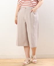 OLLHS40100 eur3(エウルキューブ) 【大きいサイズ】リネンライクキュロットパンツ ベージュ(82)
