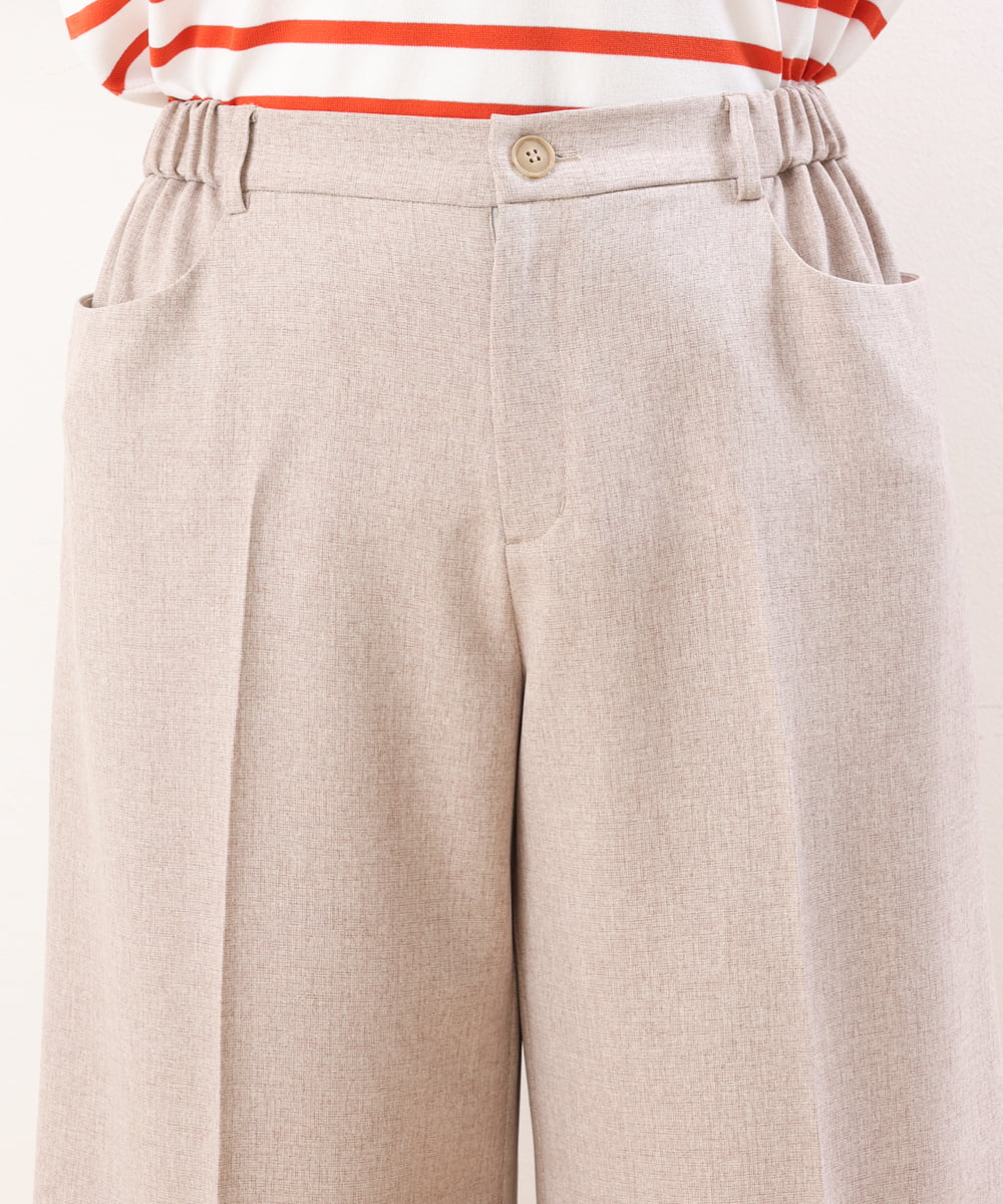 OLLHS40100 eur3(エウルキューブ) 【大きいサイズ】リネンライクキュロットパンツ ベージュ(82)