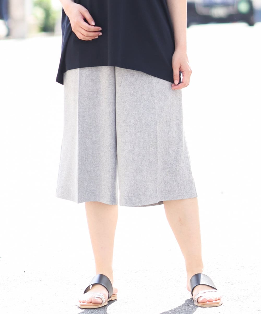 OLLHS40100 eur3(エウルキューブ) 【大きいサイズ】リネンライクキュロットパンツ グレー(92)