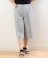 OLLHS40100 eur3(エウルキューブ) 【大きいサイズ】リネンライクキュロットパンツ グレー(92)