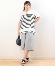 OLLHS40100 eur3(エウルキューブ) 【大きいサイズ】リネンライクキュロットパンツ グレー(92)