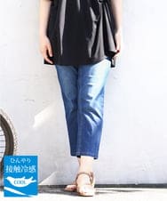 OLLHV31089 eur3(エウルキューブ) 【大きいサイズ/接触冷感】カットレングスストレッチデニム ブルー(55)