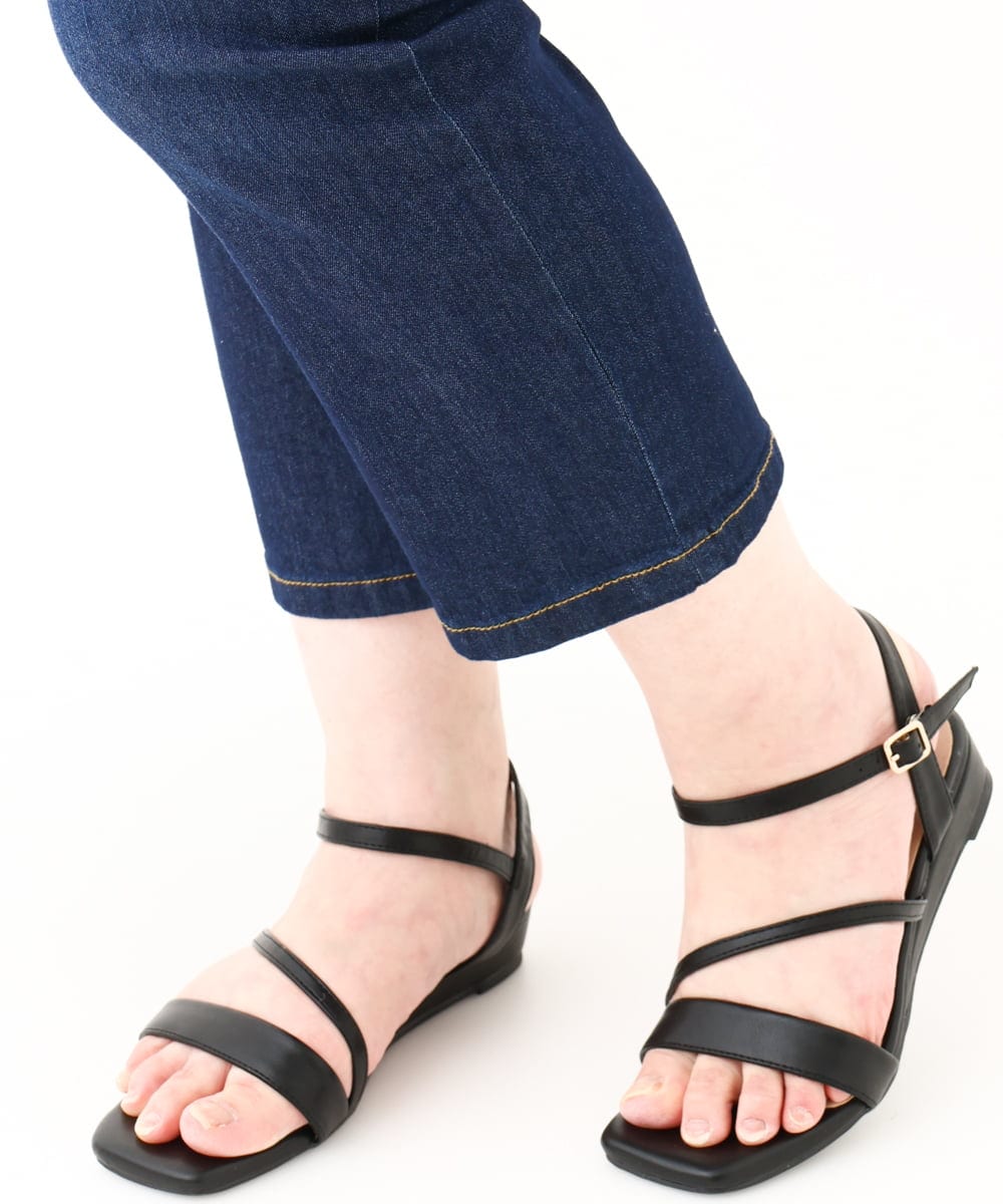 OLLHV31089 eur3(エウルキューブ) 【大きいサイズ/接触冷感】カットレングスストレッチデニム ネイビー(57)