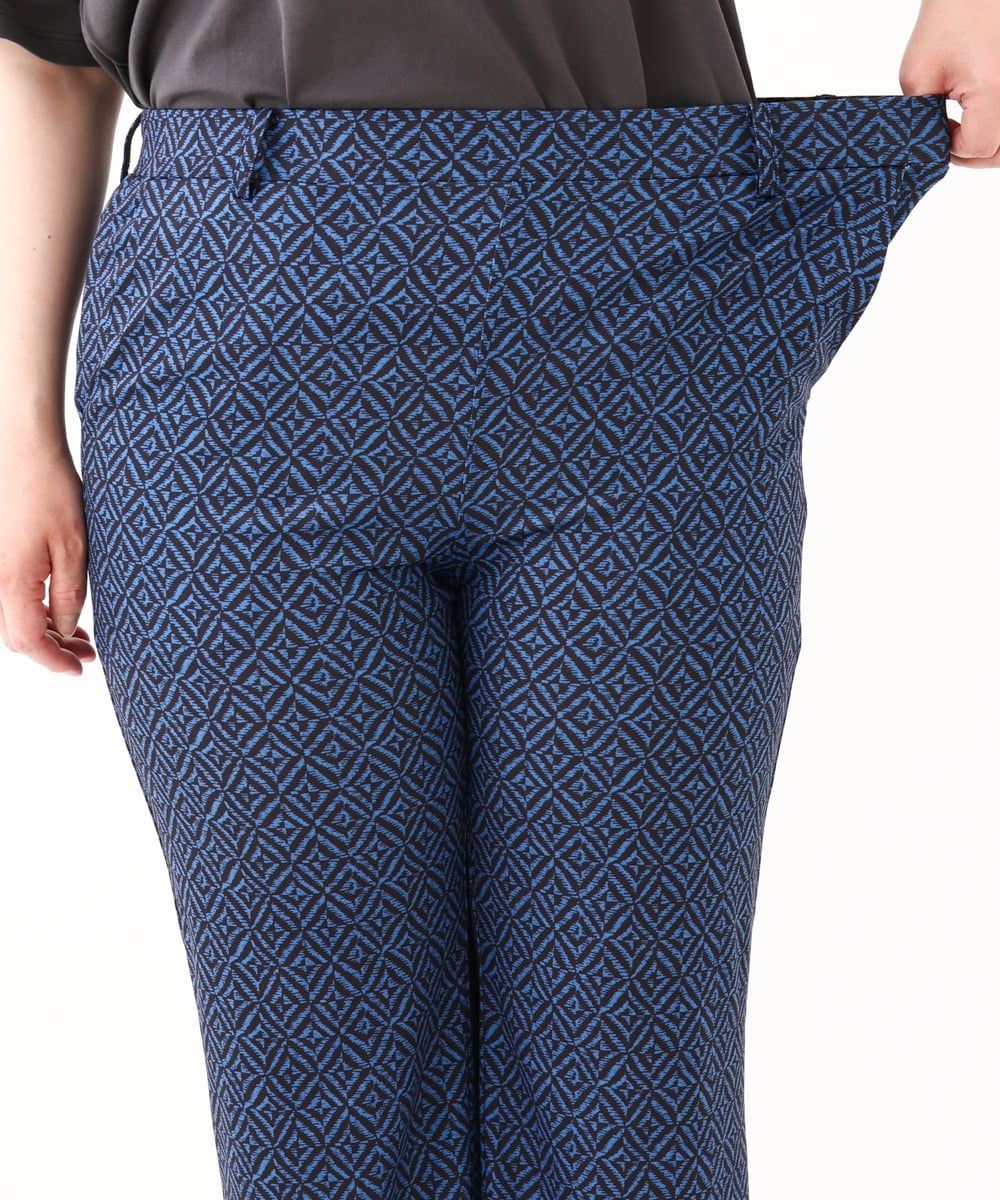 OLLHV33119 eur3(エウルキューブ) 【大きいサイズ】ジャージープリントパンツ ブルー(55)