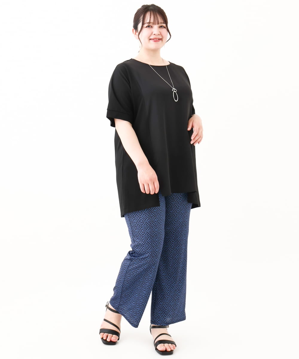 OLLHV33119 eur3(エウルキューブ) 【大きいサイズ】ジャージープリントパンツ ブルー(55)