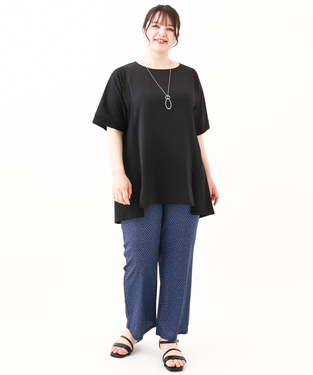 OLLHV33119 eur3(エウルキューブ) 【大きいサイズ】ジャージープリントパンツ ブルー(55)