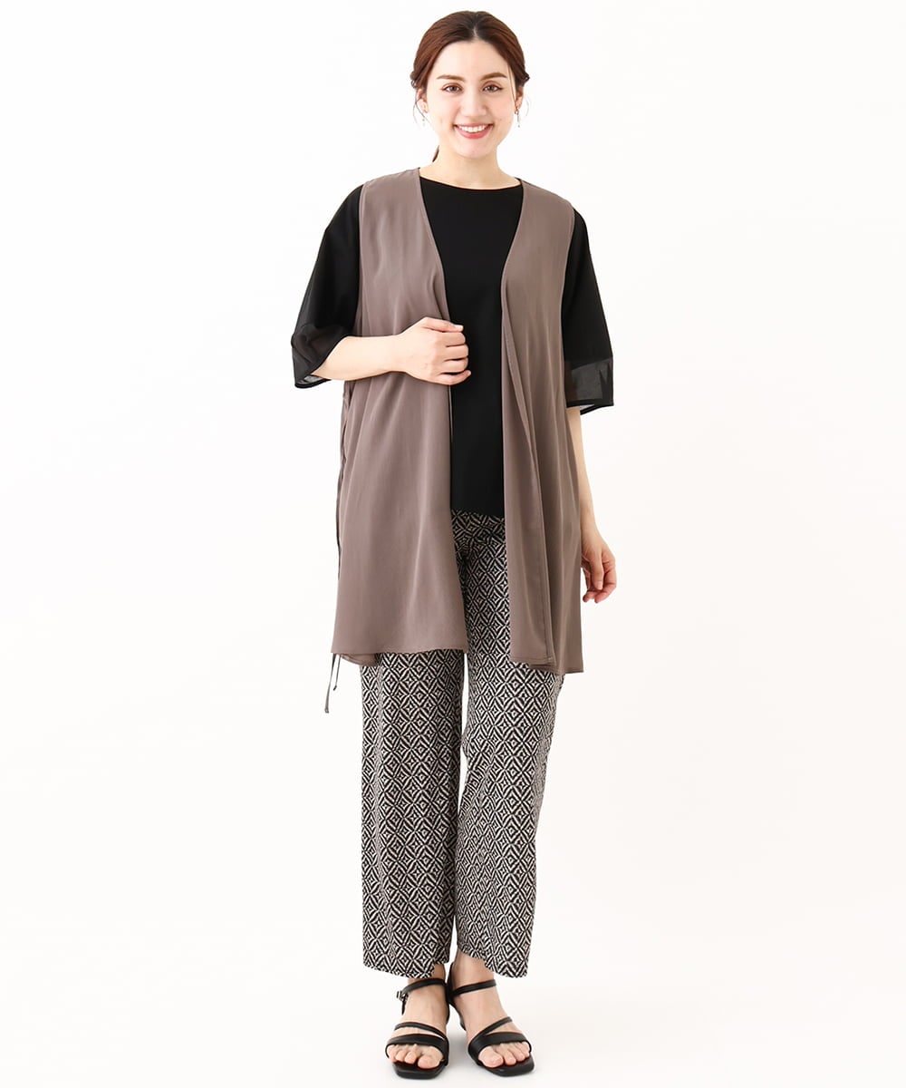 OLLHV33119 eur3(エウルキューブ) 【大きいサイズ】ジャージープリントパンツ ブラック(94)