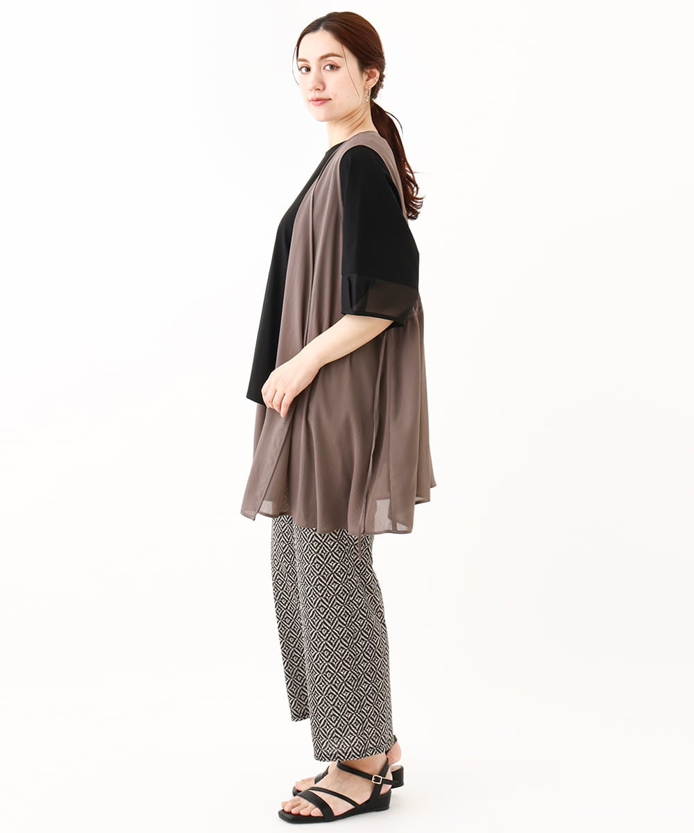 OLLHV33119 eur3(エウルキューブ) 【大きいサイズ】ジャージープリントパンツ ブラック(94)