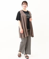 OLLHV33119 eur3(エウルキューブ) 【大きいサイズ】ジャージープリントパンツ ブラック(94)