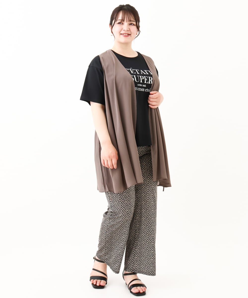 OLLHV33119 eur3(エウルキューブ) 【大きいサイズ】ジャージープリントパンツ ブラック(94)