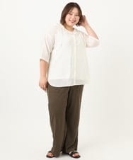 OLLIA44129 eur3(エウルキューブ) 【大きいサイズ/接触冷感】カノコワイドパンツ カーキ(36)