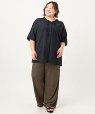 OLLIA44129 eur3(エウルキューブ) 【大きいサイズ/接触冷感】カノコワイドパンツ カーキ(36)