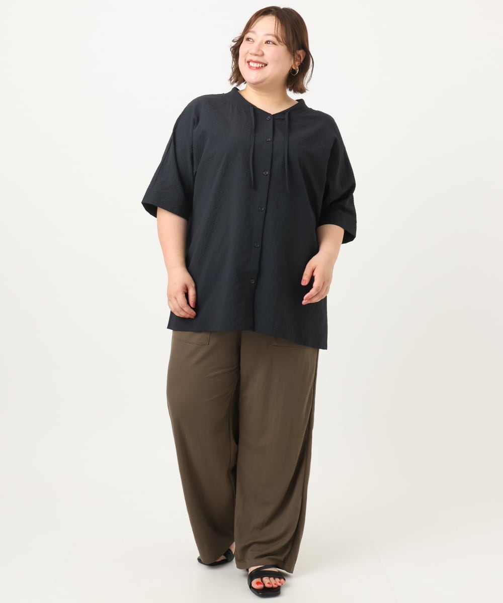 OLLIA44129 eur3(エウルキューブ) 【大きいサイズ/接触冷感】カノコワイドパンツ カーキ(36)