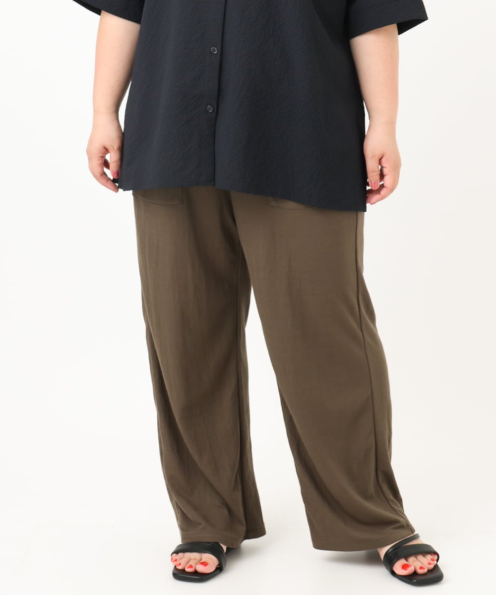 OLLIA44129 eur3(エウルキューブ) 【大きいサイズ/接触冷感】カノコワイドパンツ カーキ(36)