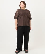 OLLIA44129 eur3(エウルキューブ) 【大きいサイズ/接触冷感】カノコワイドパンツ ブラック(94)