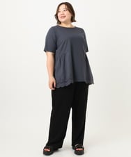 OLLIA44129 eur3(エウルキューブ) 【大きいサイズ/接触冷感】カノコワイドパンツ ブラック(94)