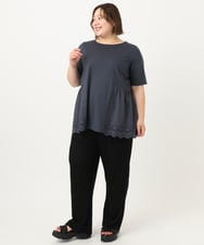 OLLIA44129 eur3(エウルキューブ) 【大きいサイズ/接触冷感】カノコワイドパンツ ブラック(94)
